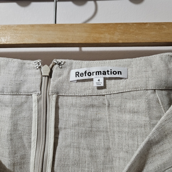 Reformation Carol Linen A Line Skirt in Oatmeal for Beach Vacation Summer Size 4 - Picture 3 of 3